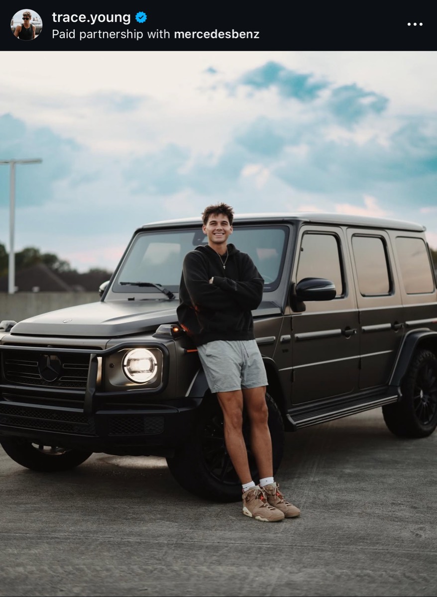 Trace Young with Mercedes G-Wagon